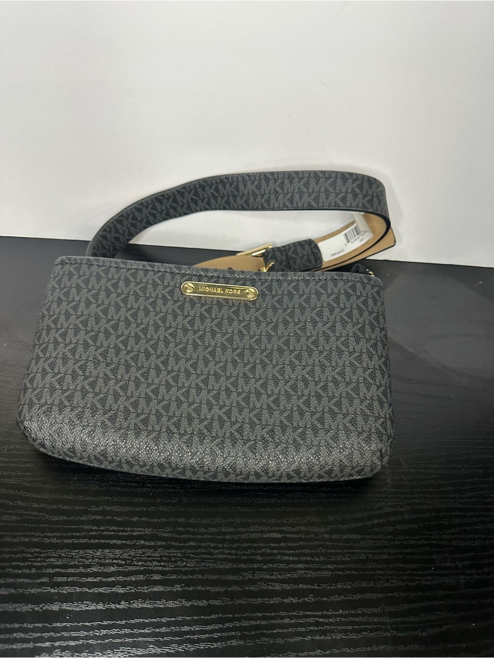Michael Kors Women's 556347C Black & Gray MK Logo Belt Bag